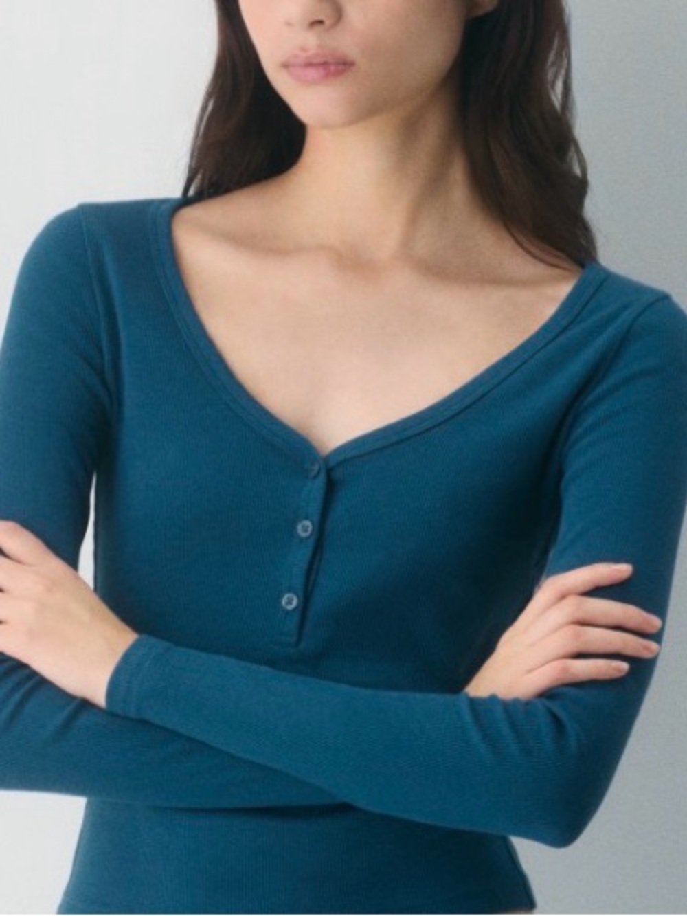 Long-Sleeve Henley Top xxl